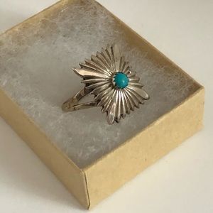 Genuine Navajo sterling silver turquoise ring